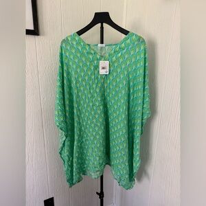 NWT Maui Mamas Aqua Dreams Kimono/Cover Up Flirty Maui Kaftan O/S